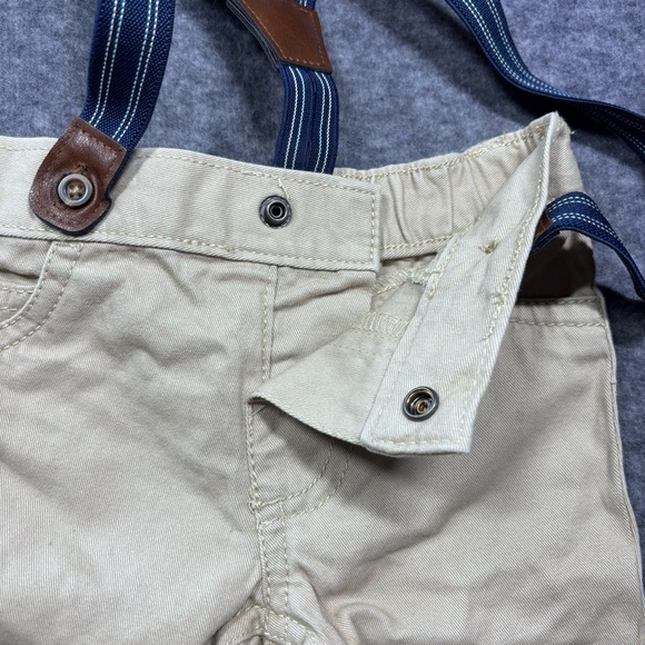 Carter's Blue Gingham Button-Up Bodysuit with Khaki Pants & Navy Suspenders - Picture 7 of 12